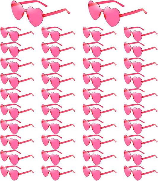 14/42 Pack Heart Sunglasses for Women, Fun Cute Rimless Transparent Candy Color Heart Glasses Party Favors