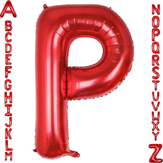 AULE red Letter Balloons P 40Inch Large Giant big Foil Mylar red P Balloon for Birthday Aniversary Party Decorations