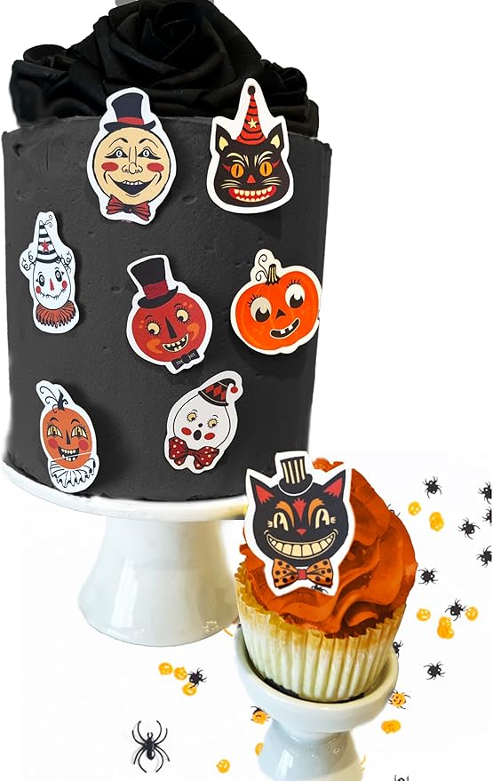 Edible Small Cuties Assorted Set of 24 - Wafer Cake & Cupcake Toppers - Edible Halloween Cuties for Cake Decorating
