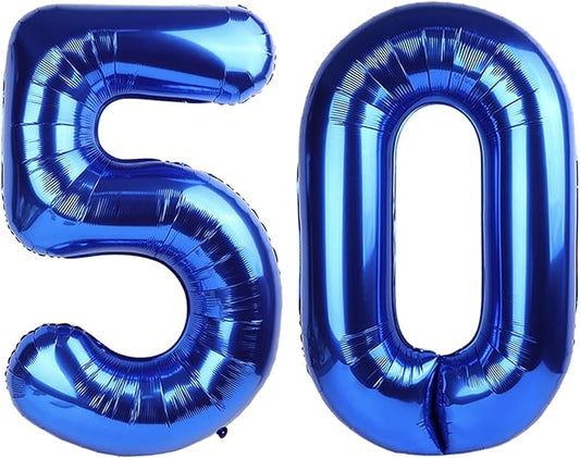 50 Balloons Number, Foil 40 Inch Dark Blue 50th Birthday Party Decoration for Men & Women, Big Number Balloons Party Supplies for Engagement Wedding Anniversary