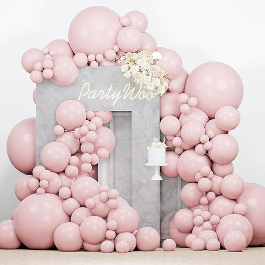 PartyWoo Baby Pink Balloons 140pcs Different Sizes of 18 12 10 5 Inch Pastel Light Pale Pink Balloon Arch Kit for Baby Shower Gender Reveal Wedding Princess Birthday Party Decorations Pink-Q18
