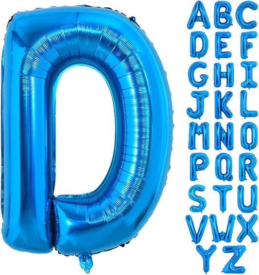 TONIFUL 40 Inch Large Blue Letter D Balloons Giant Alphabet Letter Balloons,Foil Mylar Big Balloons for 2026 Graduation Birthday Party Anniversary New Year Graduation Supplies Decorations