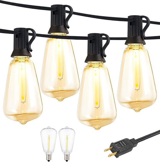 Auroraworld 25 FT Outdoor String Lights with 14 Shatterproof LED Bulbs, Waterproof Patio Lights for Yard, Party & Wedding