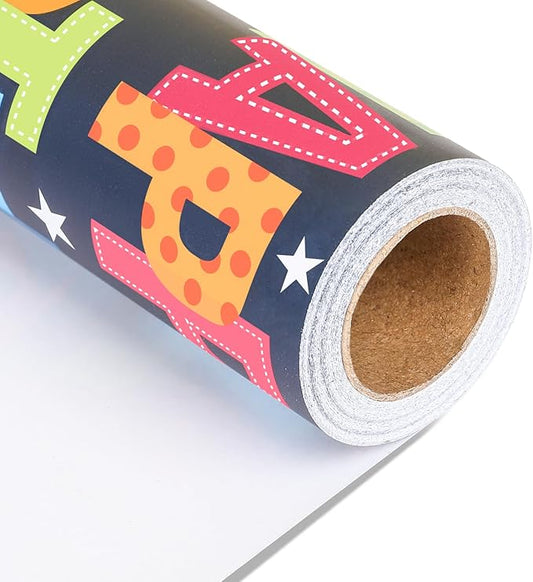 NESCCI Birthday Wrapping Paper,Birthday Gift Wrapping Paper,Wrapping Paper Roll-17 Inch X 32.8 Feet Per roll,Colorful Happy Birthdays Pattern For Boys Girls, Perfect For Birthdays Party, Baby Shower