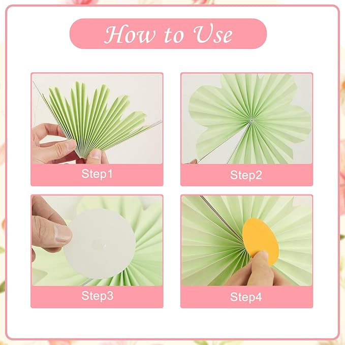Butterfly Flower Paper Fan,Pastel Party Decoration for Garden,Spring Paper Fans Floral Decorations for Wall Hanging Flower Decor Fairy Birthday Decorations Garland Backdrop for Tea Party Baby Shower.