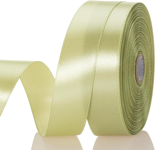 YASEO 1 Inch Spring Green/Fresh Sprout Solid Satin Ribbon, 50 Yards Craft Fabric Ribbon for Gift Wrapping Floral Bouquets Wedding Party Decoration