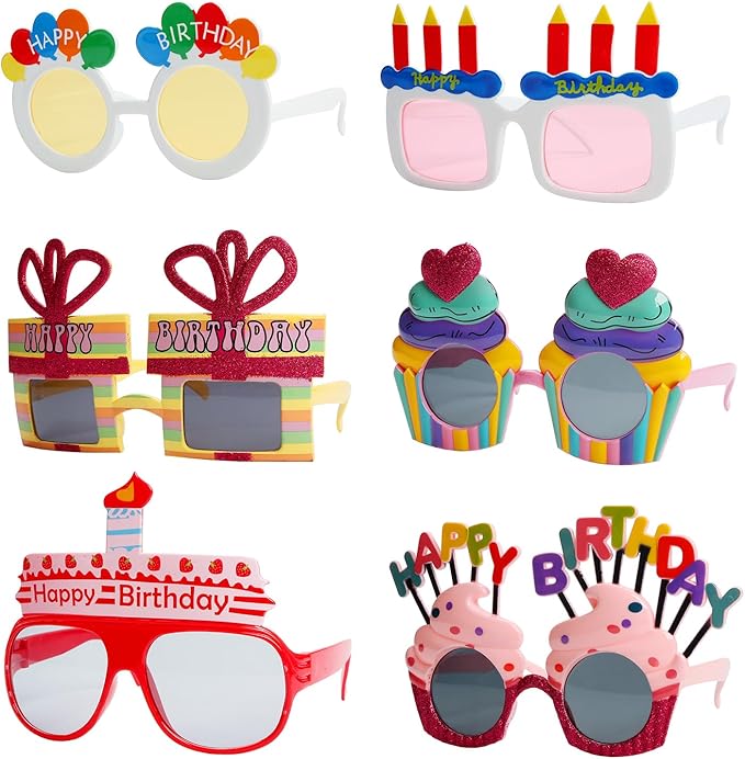 Funny Sunglasses & Costume Masks for Birthday Parties, Multi-Shaped Novelty Shades to Add Humor to Any Festivity
