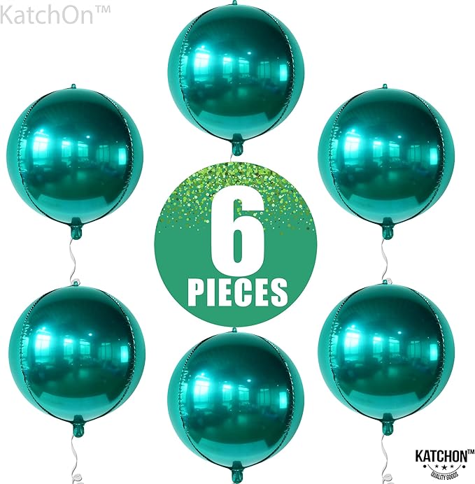 KatchOn, Emerald Green Balloons - Big 22 Inch, Pack of 6 | Dark Green Mylar Balloons for Emerald Green Party Decorations Emerald Green Foil Balloons for Graduation Decorations 2026 Jungle Party Decor