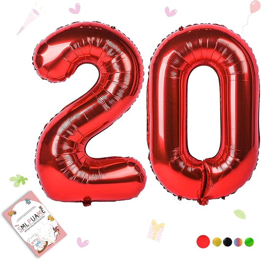 40 inch Number Balloon 0-9 Red Large Number 20 Balloons,Digital Balloons for Birthday Party Celebration Decorations Supplies, Helium Foil Number Balloons for Wedding Anniversary