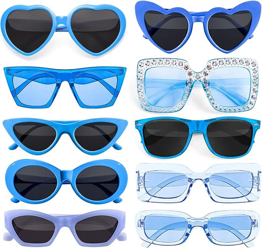 10 Pack Mixed Styles Trendy Retro Sunglasses for Women/Men Party Favors Sungasses Costume Accessories Eyewear Set