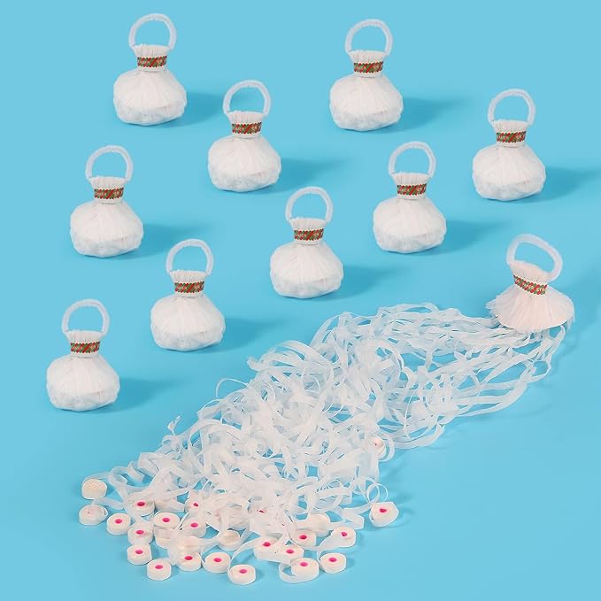20Pack Streamer Poppers, No Mess White Paper Crackers, Hand Throw Confetti Streamers for Birthday, Wedding, Party Celebrations