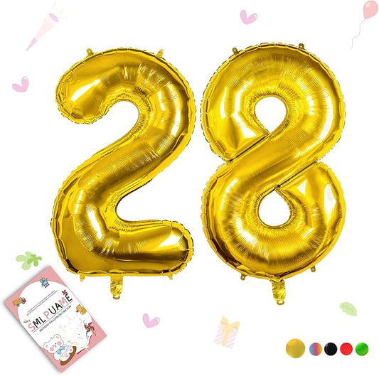 40 inch Number Balloon 0-9 Gold Large Number 28 Balloons,Digital Balloons for Birthday Party Celebration Decorations Supplies, Helium Foil Number Balloons for Wedding Anniversary