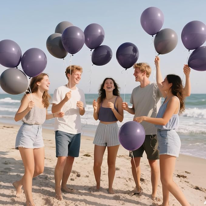 110pcs Dusty Purple Balloon 12 Inch, Dusty Purple Latex Balloons for Birthday Party Baby Shower Wedding(with 2 Ribbons).