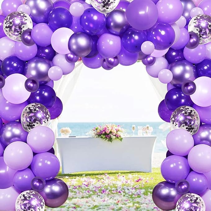 Purple Shades Balloons Garland Arch Kit-116Pcs 5"/10"/ 12" Dark Pastel Light Metallic Confetti Purple Balloons Arch Set for Wedding Birthday Baby Shower Graduation Party Decorations (Pack of 2)