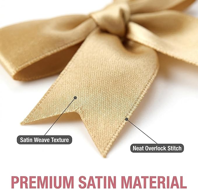 Gold Gift Wrap Bows – 100 Pcs 3.3 Inch Elegant Metallic Self Adhesive Bows for Wedding, Christmas, Corporate Events, Baby Shower, Birthday,Party Decorations (Includes 100 Adhesive)