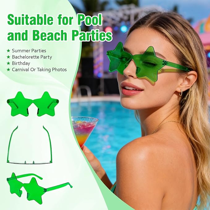 Pibupibu Wholesale 40 Pack Rimless Star Shaped Sunglasses Bulk Adults Unisex, Fun Colorful Pentagram Glasses Party Favors