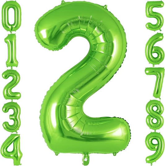 Green Number 2 Balloon 40 Inch, Big Large Foil Helium Number Balloons, Jumbo Giant Mylar Number 2 Balloons for 2 Second Birthday Party Decorations Supplies Anniversary Celebration