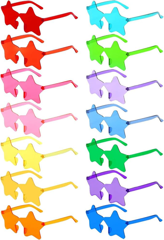 Pibupibu 14 Pack Star Sunglasses Bulk, Fun Rimless Star Glasses for Women Party Favors