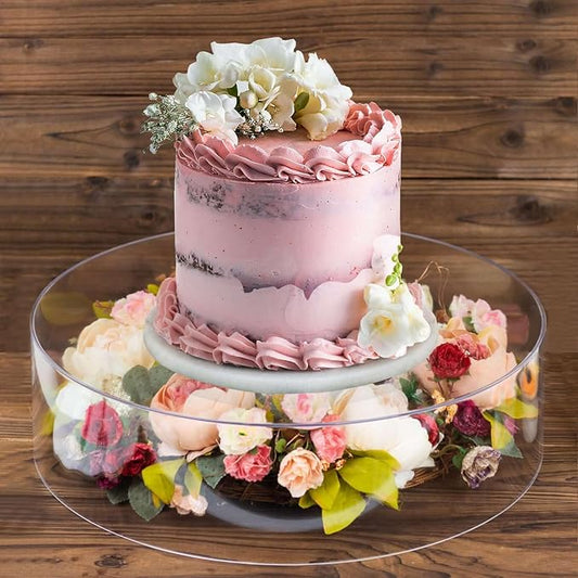 Efavormart 18" Round Clear Acrylic Cake Stand, Transparent Fillable Display Box, Pedestal Riser with Hollow Bottom for Weddings, Parties, Banquets, and Creative Dessert Displays