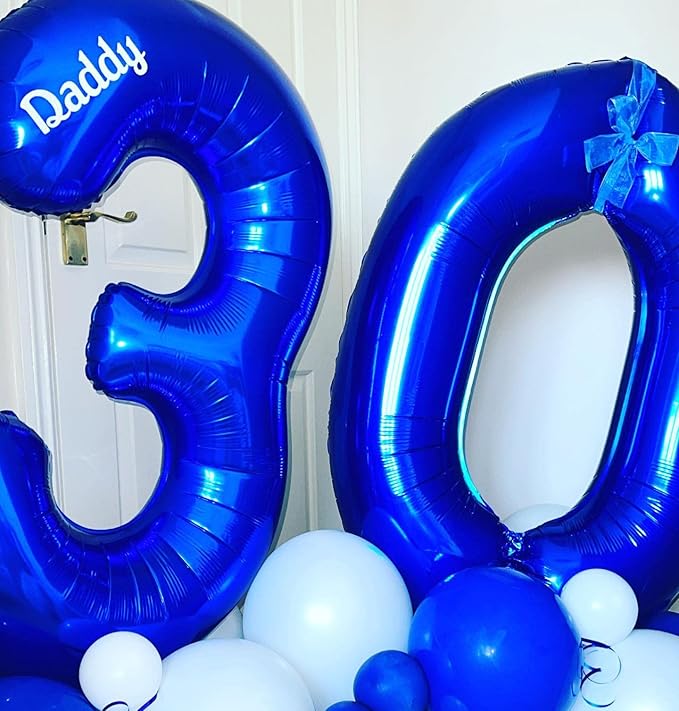 40 Inch Navy Blue 30 Number Balloons Giant Jumbo Huge 30 Foil Mylar Helium Number Digital Balloons Dark Blue Birthday Mylar Digital Balloons Dirty 30th Birthday Party 30th Anniversary Events Party
