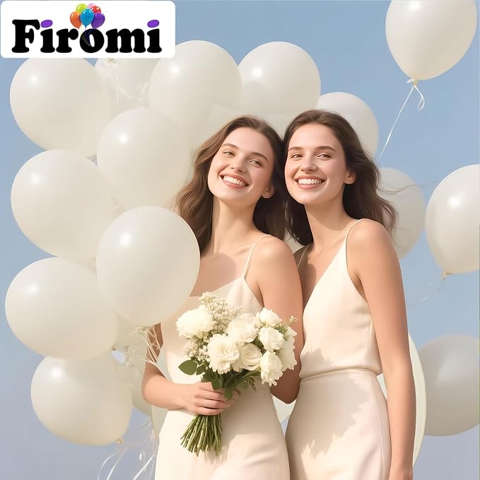 Firomi Beige Balloons 12-inch 100 Pack Big Helium Thicken Sand Latex Balloon for Wedding Birthday (with 3 Ribbons)