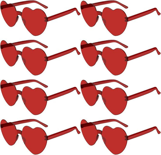 PLULON Heart Sunglasses for Women 5/12/25 Pcs, Heart Glasses Valentine Day Rimless Shaped Candy Color Fun Glasses Party Favor