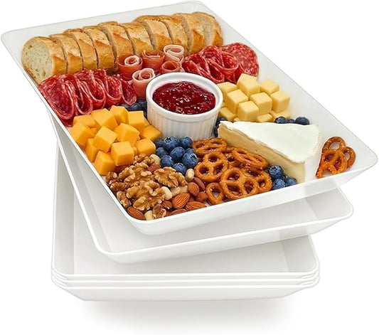 Serving Tray Platter, 17.5'' x 11.5'' x 1.6'', 5 Pcs Food Tray for Veggie Fruit Snack Dessert Cookie Cheese, Food Trays for Party Supplies Display, Large Platters for Serving Food, BPA Free