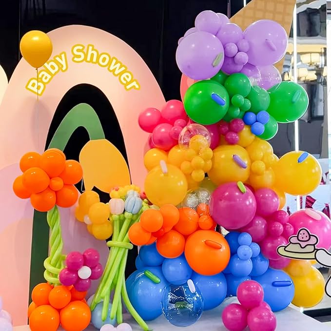 MEBAY Rainbow Balloon Arch Kit, 155Pcs 18 12 5 inch Colorful Latex Balloons Garland for Birthday Baby Shower Wedding Engagement Anniversary Party Decorations