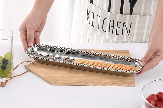 Pampa Bay Porcelain Cracker Cheese and Charcuterie Tray (Silver)