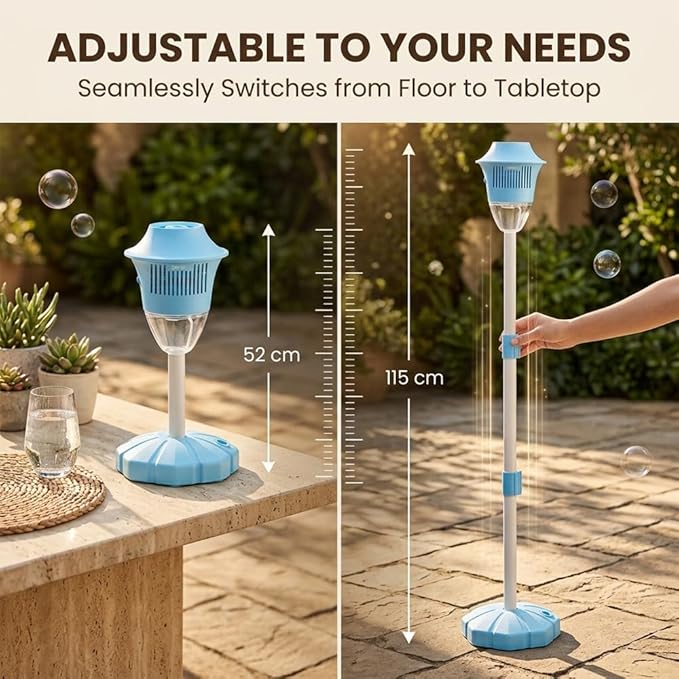 Street Lamp Bubble Tower with Lights, Rechargeable Standing Bubble Maker, Adjustable Height Street Light for Outdoor Garden, Patio, Wedding, Party and Event Decor (Blue 1PACK)