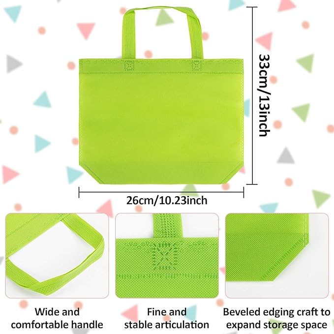 MAQIHAN Non-Woven Party Favor Bags - 10 PCS Reusable Gift Bags with Handles Colorful, Solid Color, Medium Size 10.3x13 inch Nonwoven Reusable Grocery Bags, for Christmas Gifts, for Birthday Party Bag Storage