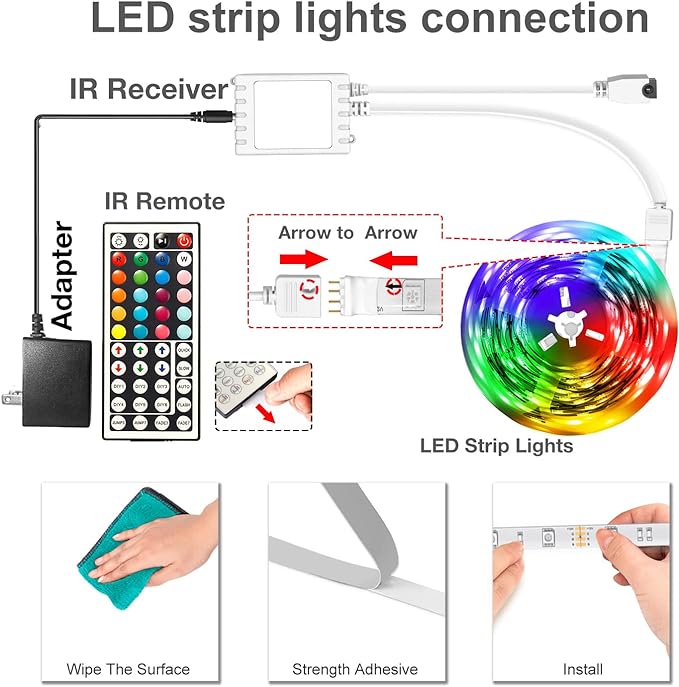 DAYBETTER LED Strip Lights 100ft, Smart Lighting with App Remote Control, RGB LED Lights for Bedroom, Music Sync Color Changing for Room Home Decor Party (1 Roll)
