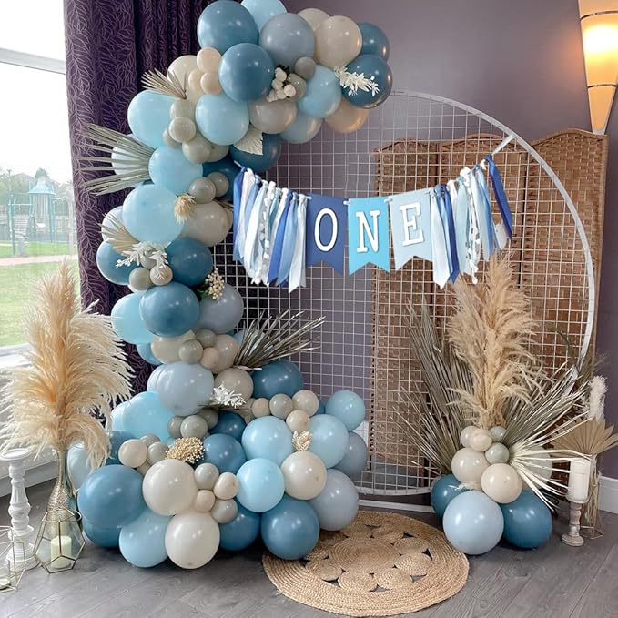 Dusty Blue Sand White Balloons, 50 Pcs 12 Inches Dusty Haze Light Blue White Sand Latex Balloon for Birthday Baby Show Bridal Party Decorations