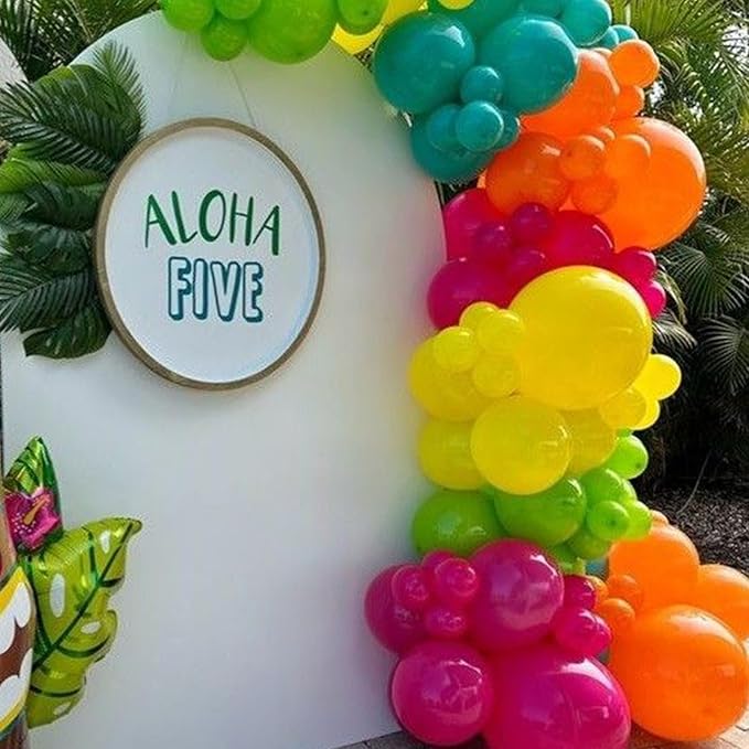 Rainbow Balloons, 12 Inch 60pcs Multicolor Rainbow Balloon Teal Blue Green Yellow Orange Hot Pink Latex Ballons for Tropical Summer Birthday Wedding Baby Shower Engagement Decoration Party Supplies