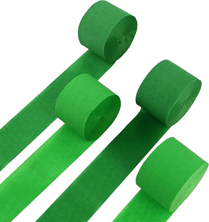 4 Rolls Crepe Paper Green Series Streamers – Perfect for Streamers St Patrick's Day Party Decorations, Wedding, Birthday, St Patrick's Day Decor, and DIY Craft Supplies(1.8 Inch x 82 Ft/Roll)
