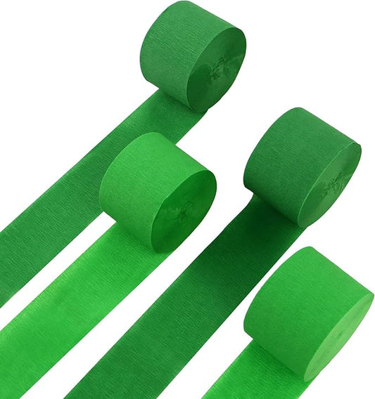4 Rolls Crepe Paper Green Series Streamers – Perfect for Streamers St Patrick's Day Party Decorations, Wedding, Birthday, St Patrick's Day Decor, and DIY Craft Supplies(1.8 Inch x 82 Ft/Roll)