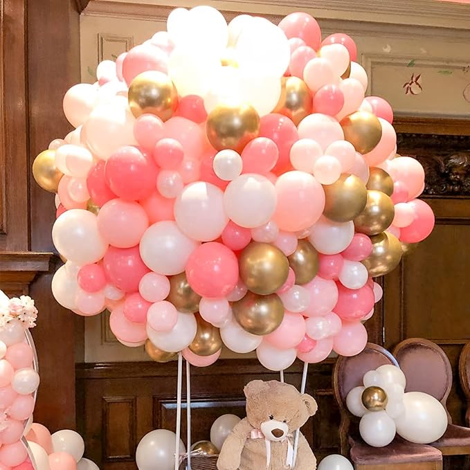 Voircoloria 105pcs Light Pink Balloons 12inch Pastel Pink Balloons for Boys Girls Birthday Baby Shower Gender Reveal Wedding Decorations