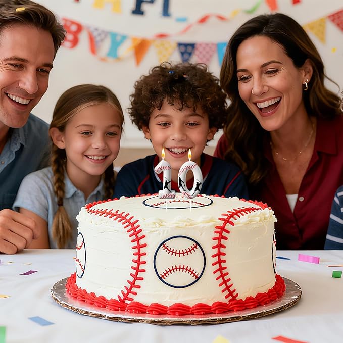 Baseball Birthday Number Candle, Number 0 Candles for Cake Topper, Ideal Birthday Parties Cake Decor, Wedding Anniversary and Other Celebrations (Candle 0)