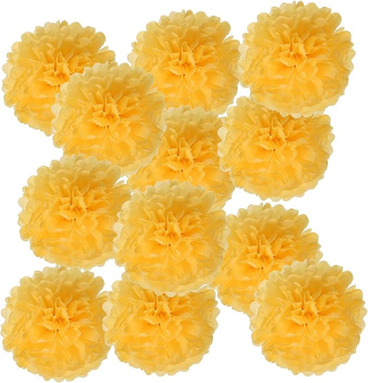PATIKIL 8inch Tissue Paper Pom Poms, 12PCS Pom Poms Paper Flowers Ball Tissue Paper Flowers for Wedding Bridal Shower Birthday Bachelorette Party Backdrop Decoration, Yellow