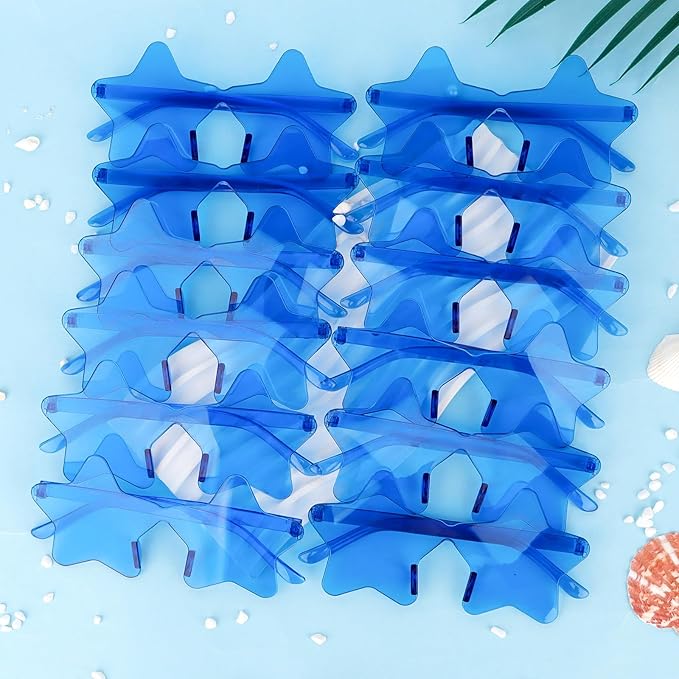 Semato 12 Pcs Star Sunglasses Bulk Rimless Red White and Blue Star Glasses Party Favors