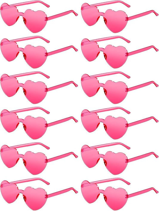 12 Pairs Heart Shaped Sunglasses for Women Colorful Glasses Fun Trendy Transparent Heart Sunglasses Party Favor