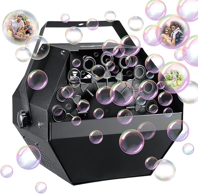 Theefun Bubble Machine: 750ML Metal Automatic Bubble Maker, Portable Professional Bubble Blower Operated by Plug-in Big Bubble Machine for Parties Stages Weddings Indoor and Outdoor Use