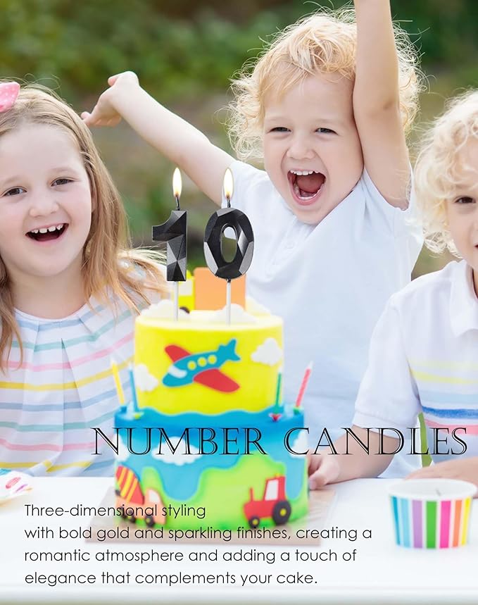 Number 8 Candles,8th Birthday Candles,Black Happy Birthday Candle for Cake,3D Design Cake Topper Decorations for Boy Men Pet Birthday Party Wedding Anniversary Celebration Supplies