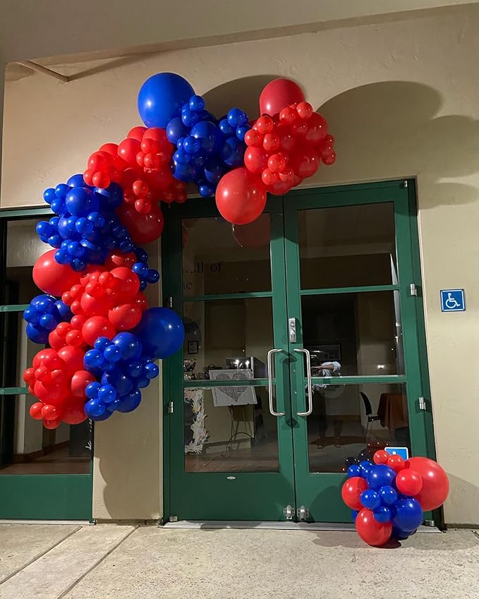 Red and Blue Balloons Garland Arch Kit 154Pcs - 5 10 12 18 inch Different Size Royal Blue and Red Balloon for Birthday Baby Shower Wedding Independence Day Graduation Themed Party Decorations