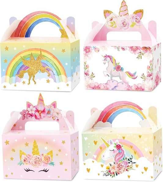 Tevxj 12 Pack Unicorn Party Favor Treat Boxes Unicorn Goodies Gift Boxes Party Supplies Birthday Bags Pastel Rainbow Theme Candy Bag for Girls Birthday Kids Decoration 6 x 3 x 3.5 Inches