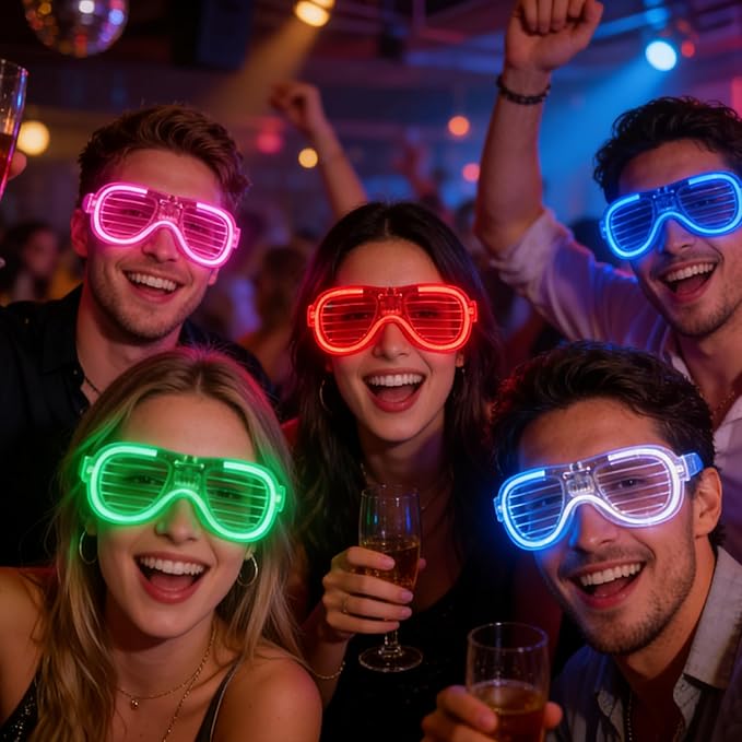10PCS LED Light Up Glasses - 5 Neon Colors Glow in The Dark Party Supplies, Strobe Eyewear for Halloween Parties, Wedding, Birthday Bashes, Raves, Concerts & Gamer Parties