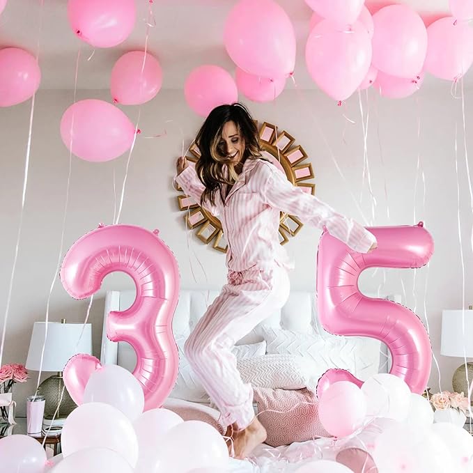 Pink Number 5 Balloon 40 Inch, Big Large Foil Helium Number Balloons, Jumbo Giant Mylar Number 5 Balloons for 5 Year Old Birthday Party Decorations Supplies Anniversary Celebration