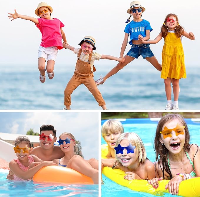 PLULON Star Sunglasses Kids, 7 Pairs Colorful Star Sunglasses Bulk Rimless Star Shape Sunglasses, Star Glasses Bachelorette Sunglasses Star Party Favors for Birthday Beach Kids Adult - Multicolor