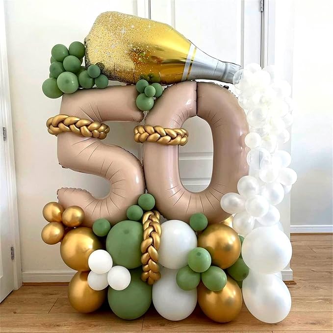 40'' Tan Number 5 Balloons, Giant Self Inflating Nude Foil Number Balloons Set 0-9, Large Brown Digital 5 Helium Balloon for Girls Boys 5th Birthday Party Decorations Anniversary Photo Shoot Supplies