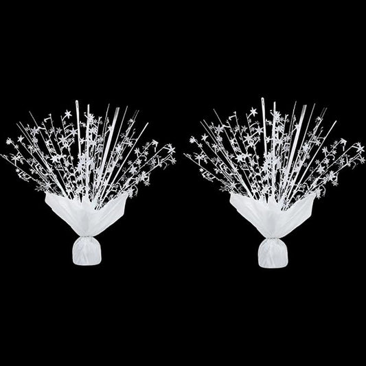 2 Pack Metallic Foil Spray Centerpiece Stars for Wedding, Birthday, Anniversary, Christmas Table Decor, Holiday Festival Baby Shower Graduation Mantle Party Decorations (White)